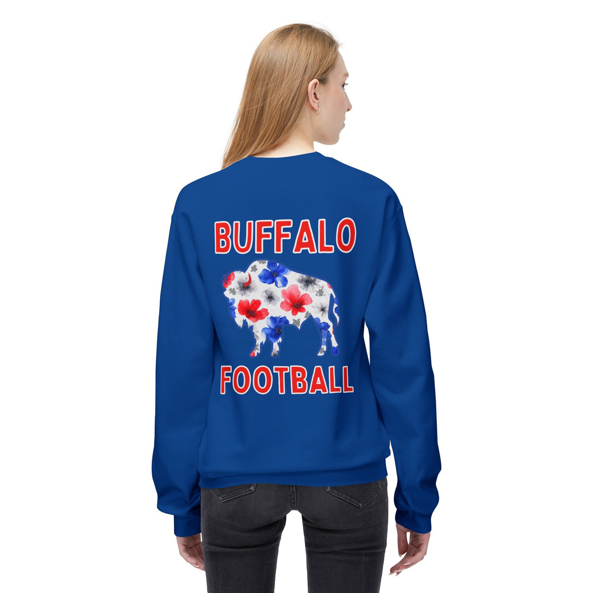 Buffalo Football Watercolor Midweight Softstyle Fleece Crewneck Sweatshirt