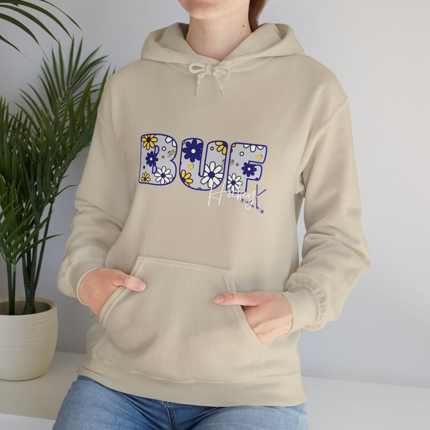 BUF Hockey Unisex Heavy Blend™ Hooded Sweatshirt ~ Flower Power Design