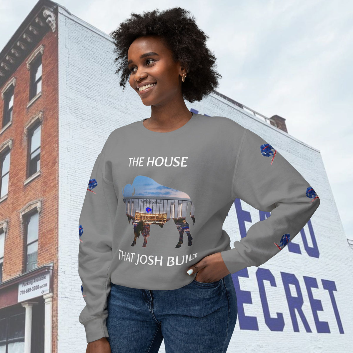 Copy of Watercolor Buffalo Football Unisex Lightweight Crewneck Sweatshirt