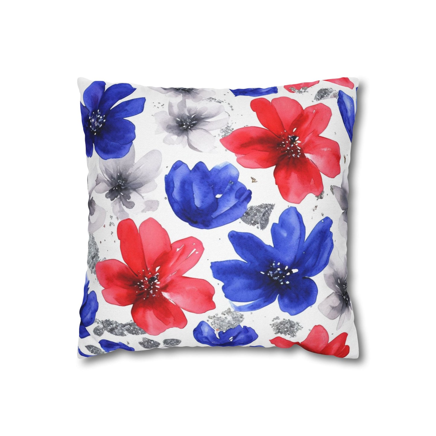 Floral Watercolor Spun Polyester Square Pillowcase