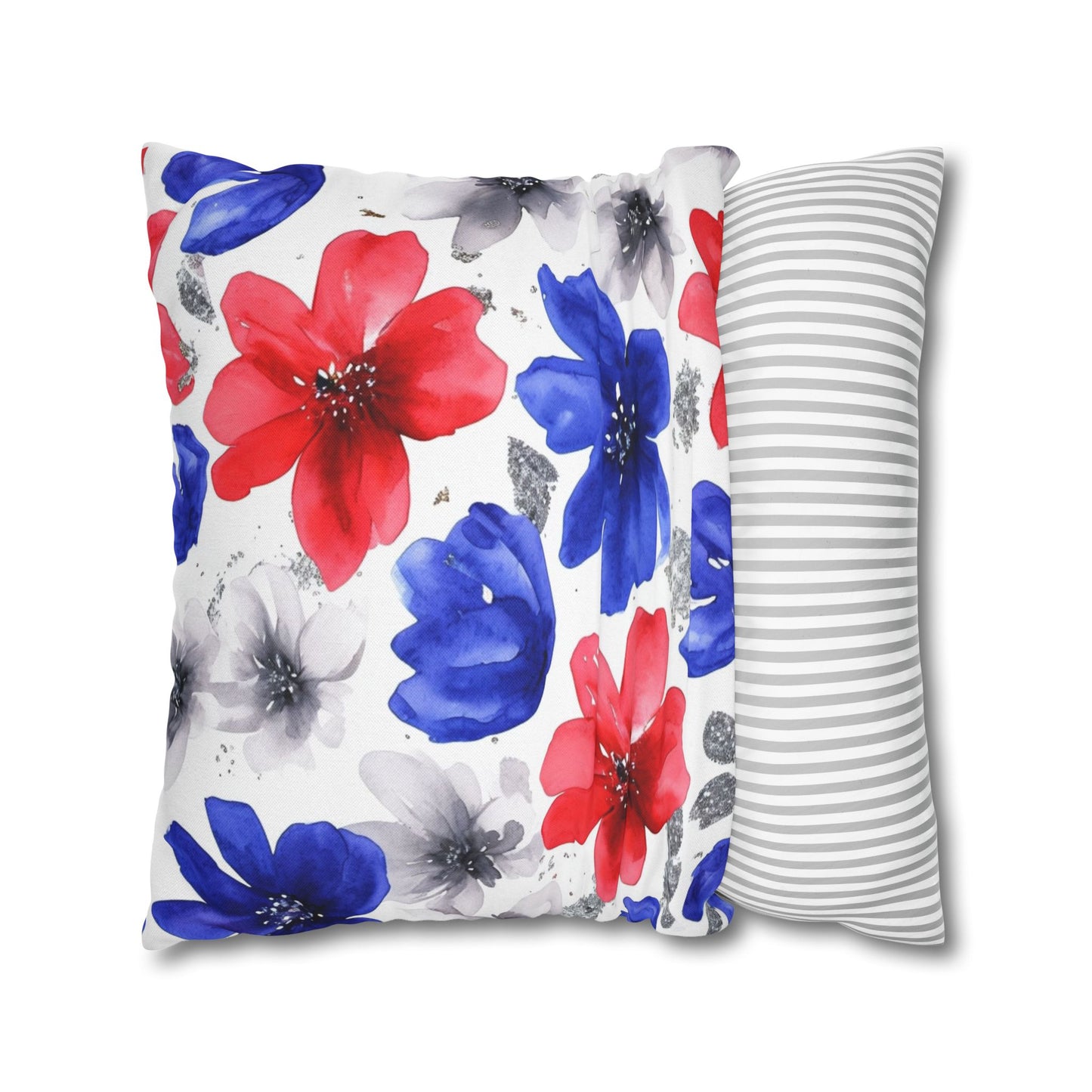 Floral Watercolor Spun Polyester Square Pillowcase