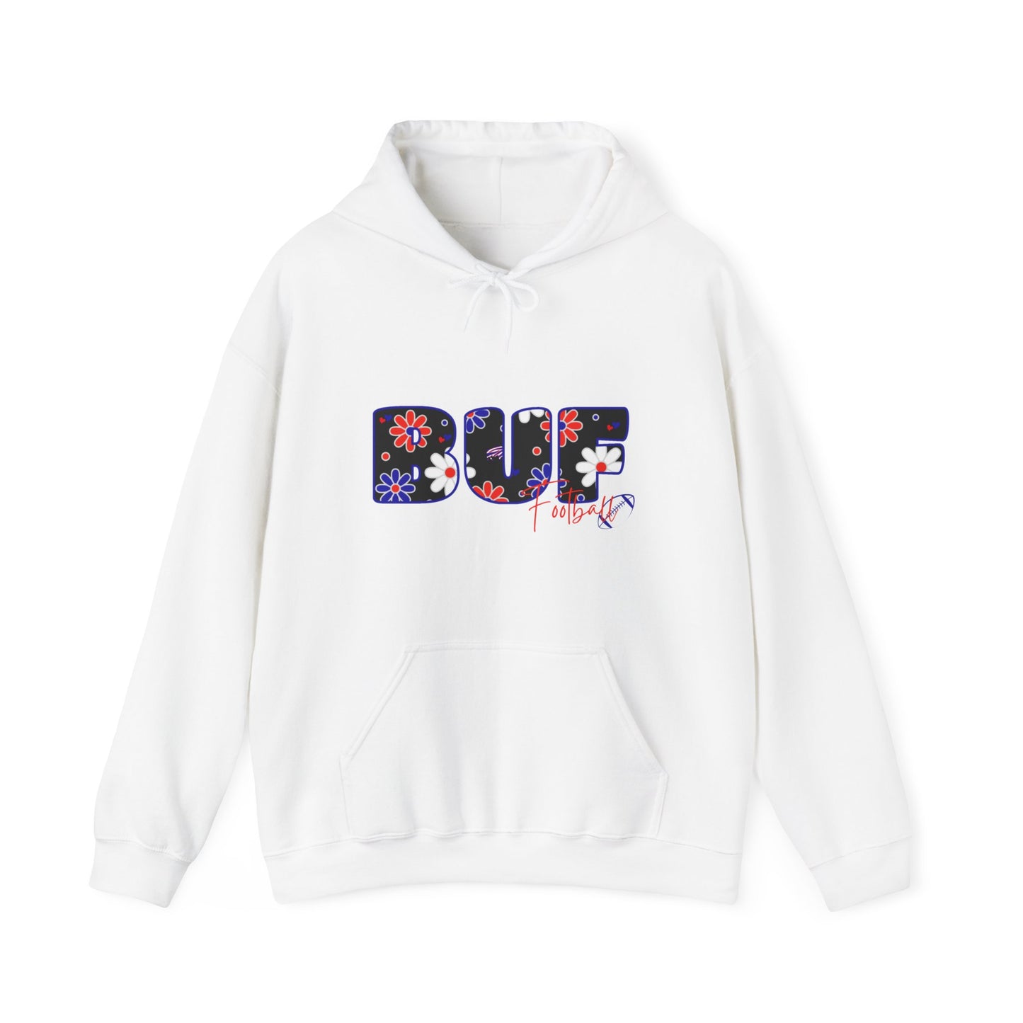 BUF Football Unisex Heavy Blend™ Hooded Sweatshirt ~ Flower Power Design