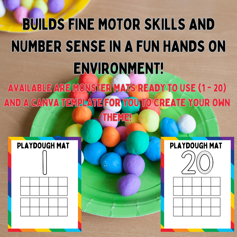 Playdough Mats 1-20 plus free gift and CANVA TEMPLATE