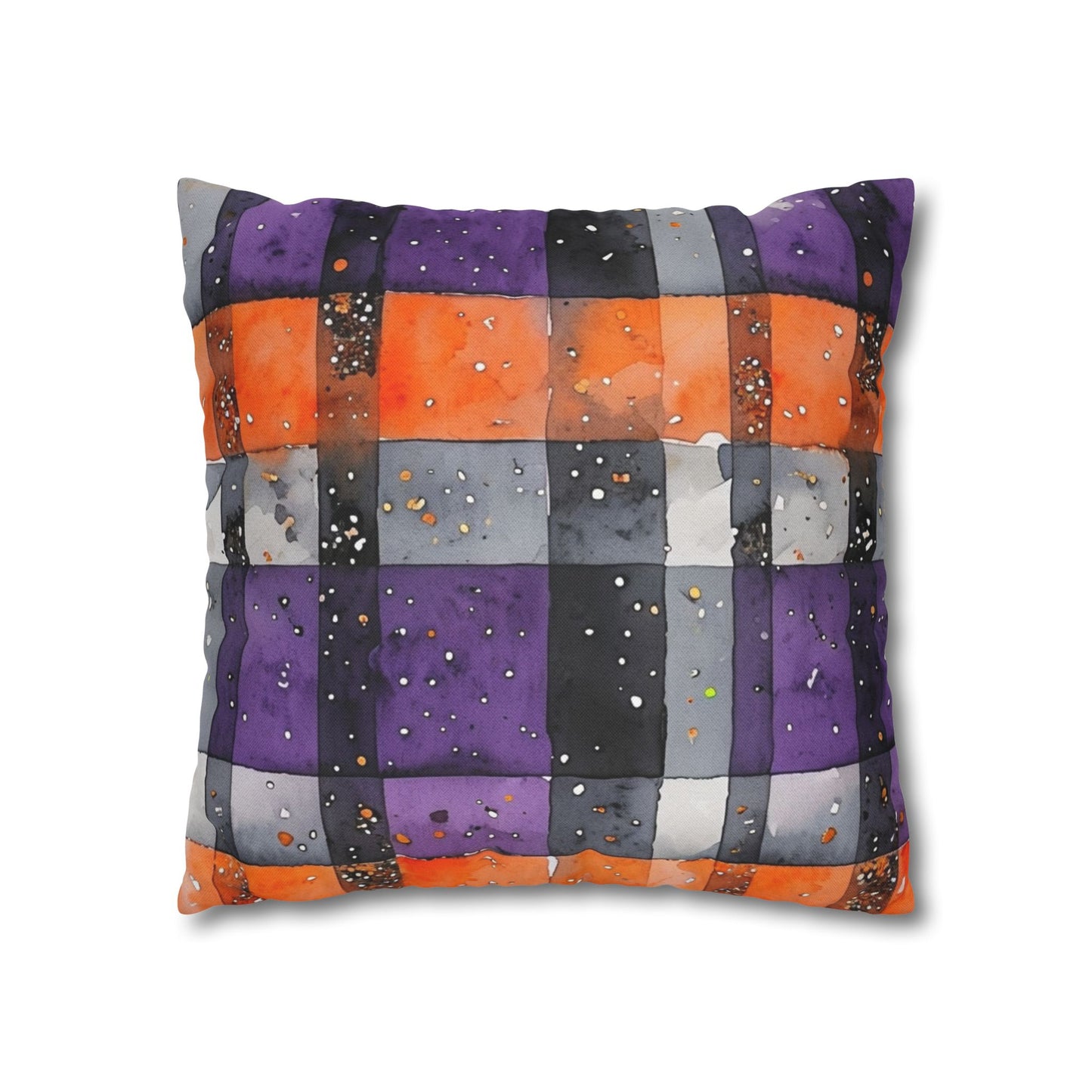 Bandits Plaid Watercolor Spun Polyester Square Pillowcase