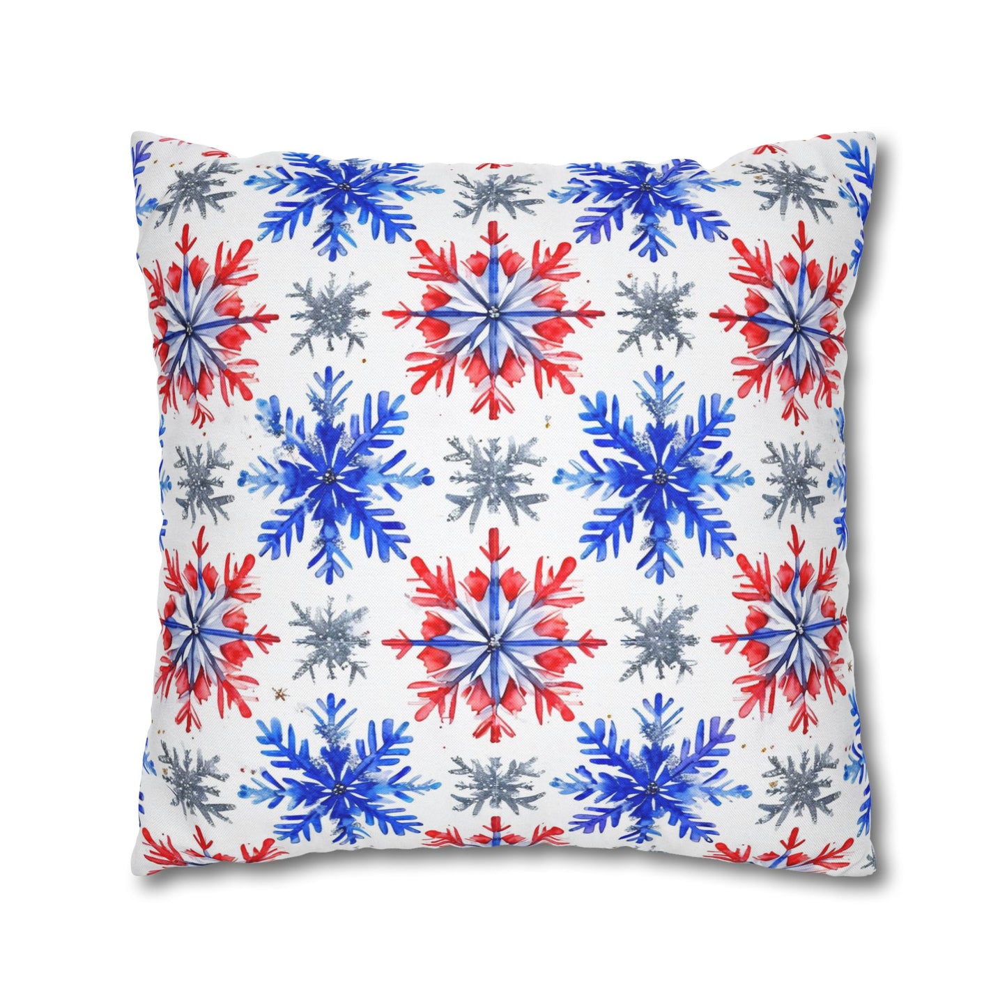 Watercolor Snowflake Spun Polyester Square Pillowcase