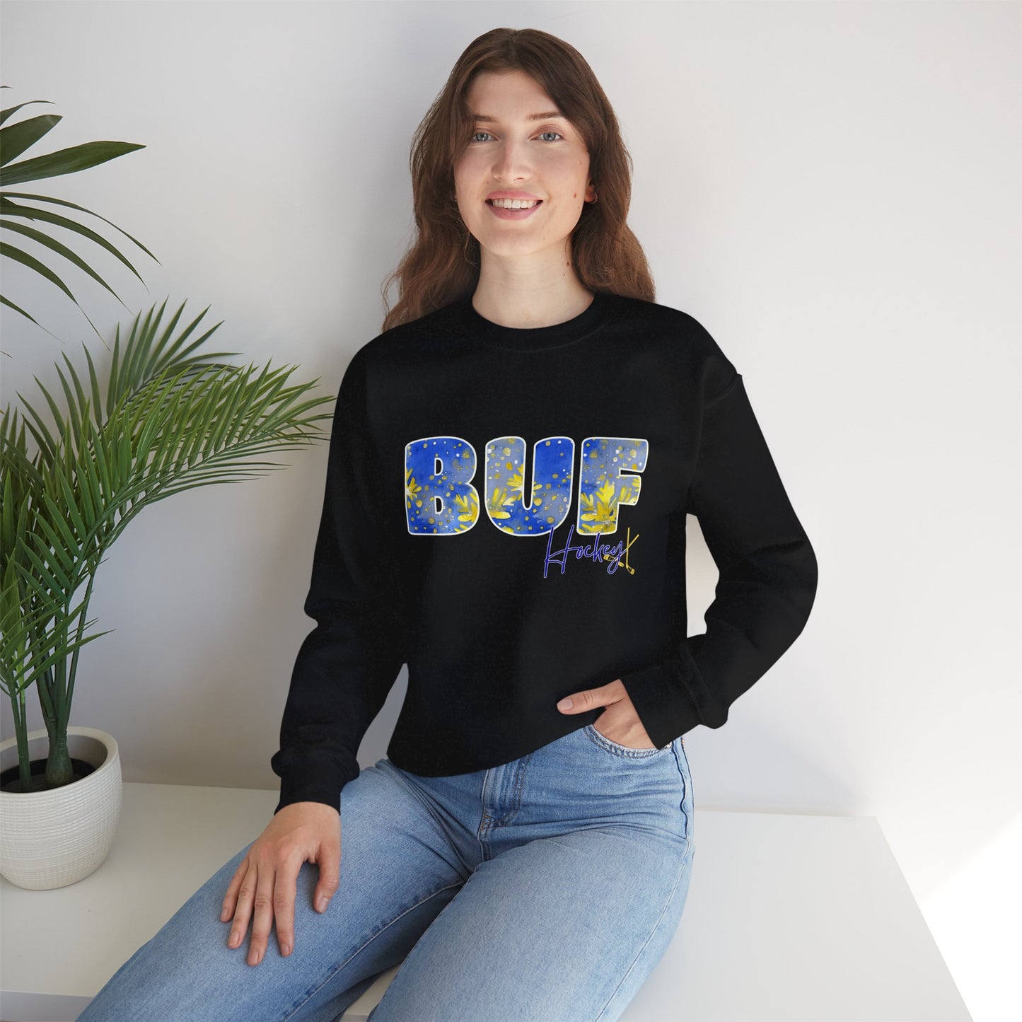 Sabres BUF Watercolor Unisex Heavy Blend™ Crewneck Sweatshirt