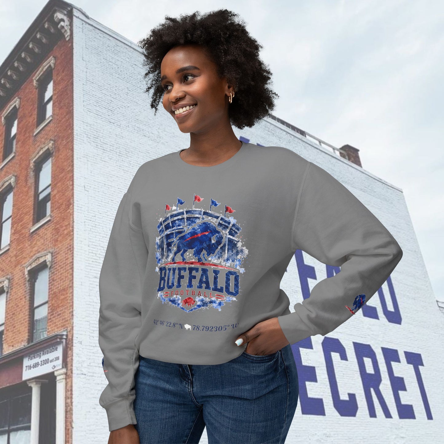 New Buffalo Football Stadium Tribute Unisex Lightweight Crewneck Sweatshirt