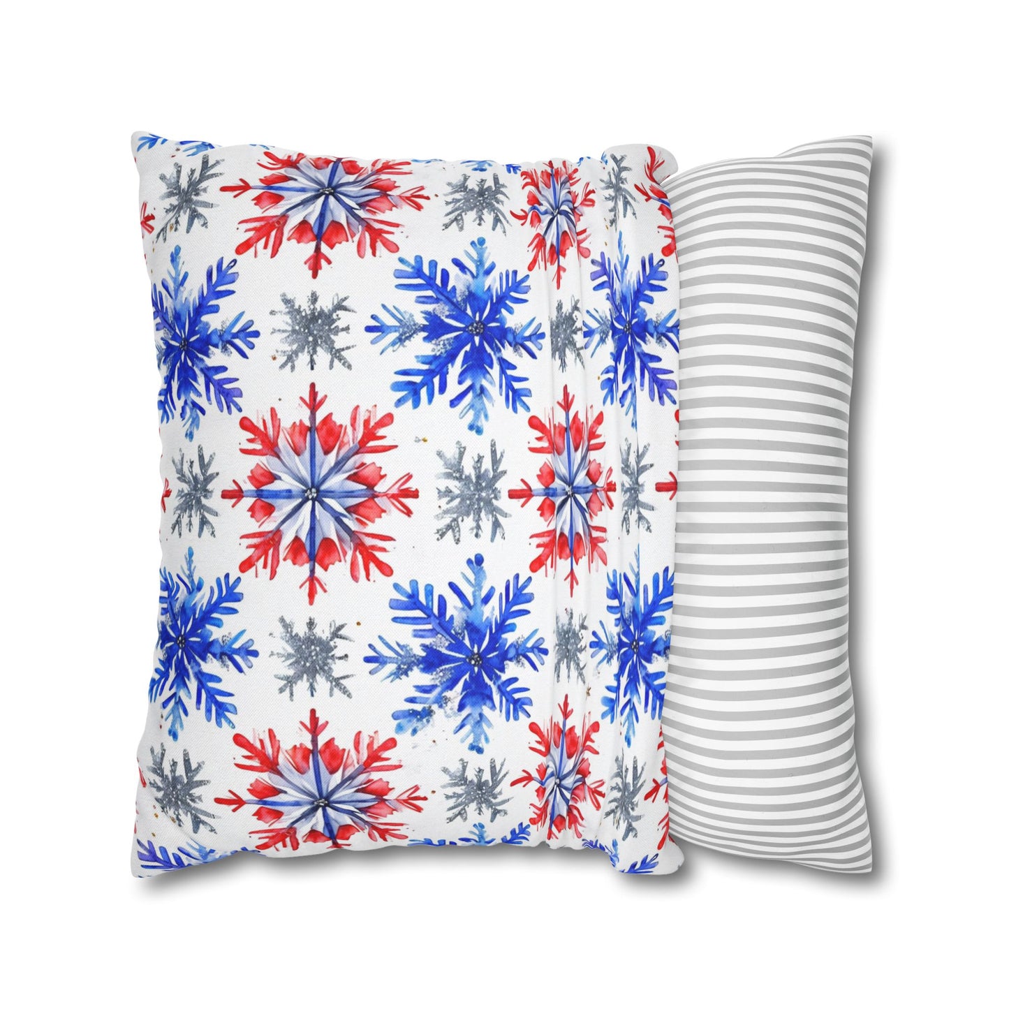 Watercolor Snowflake Spun Polyester Square Pillowcase