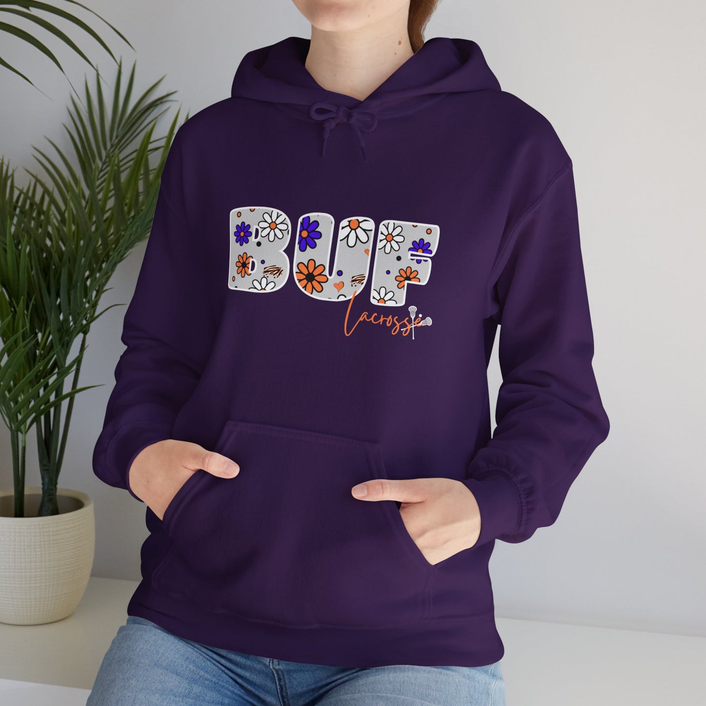 BUF Lacrosse Unisex Heavy Blend™ Hooded Sweatshirt ~ Flower Power Design