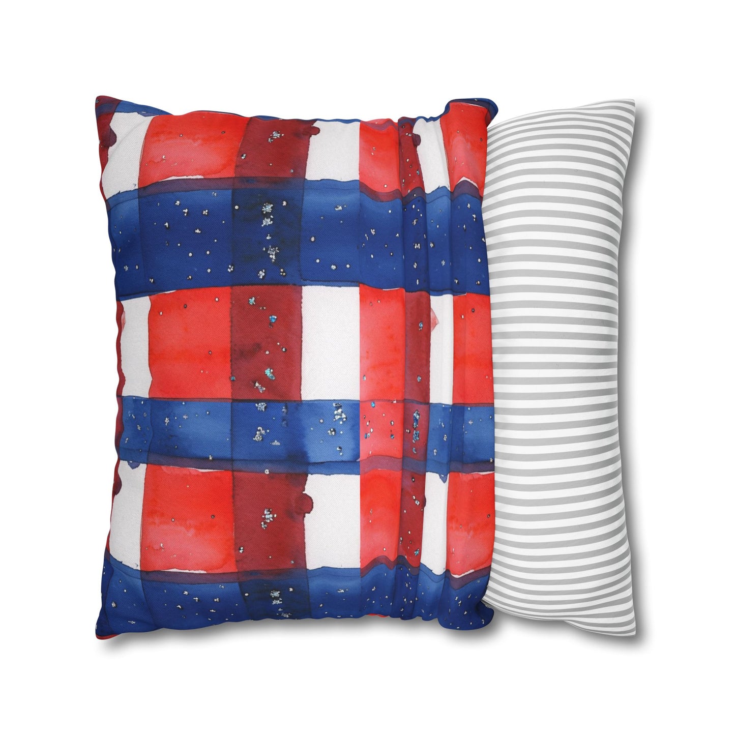 Buffalo Bills Plaid Watercolor Spun Polyester Square Pillowcase