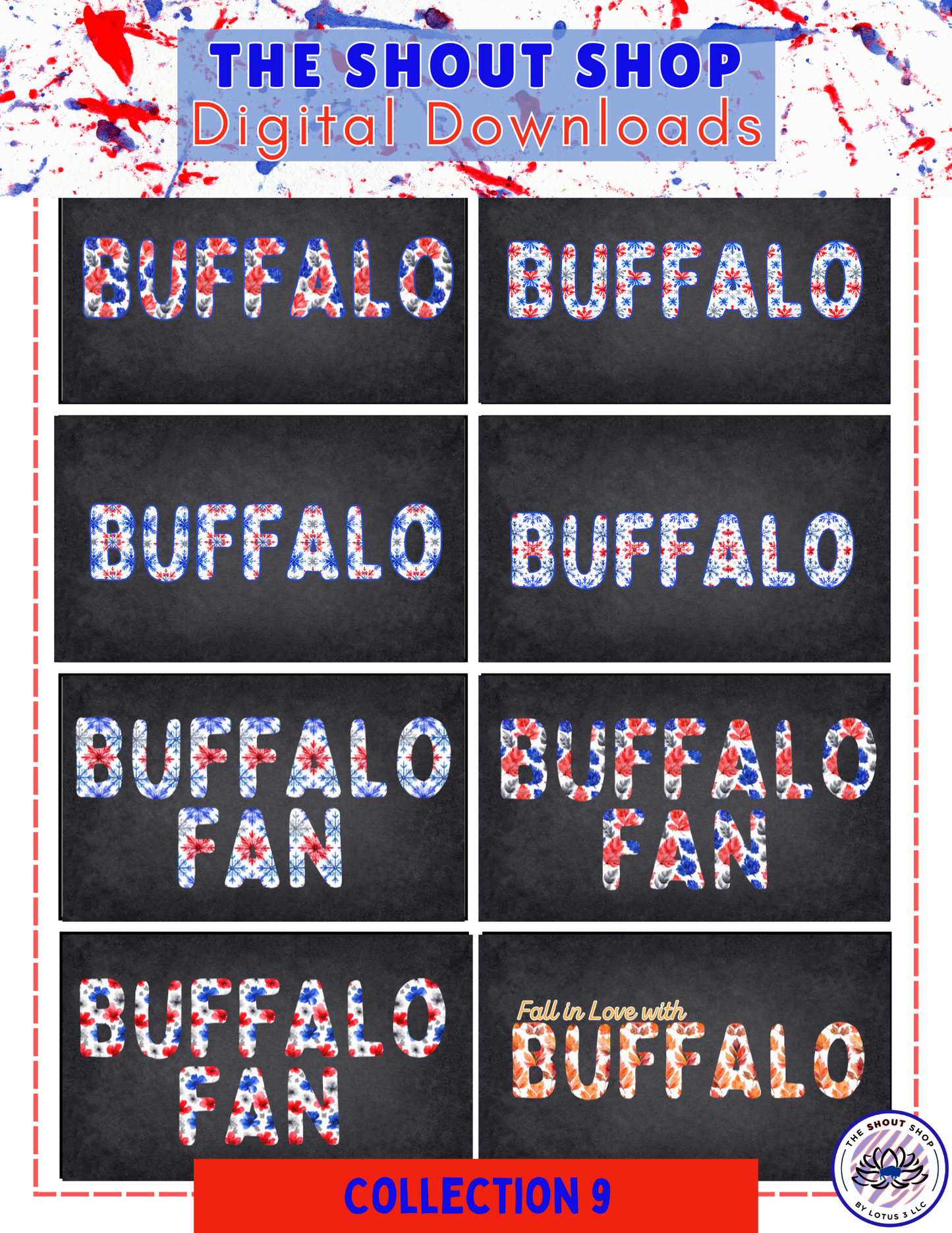 Buffalo Sports Digital Downloads MEGA COLLECTION ALL 13 COLLECTIONS: INCLUDES OVER 100 BUFFALO THEMED DIGITAL DOWNLOAD FILES THAT COME IN PNG FORMAT