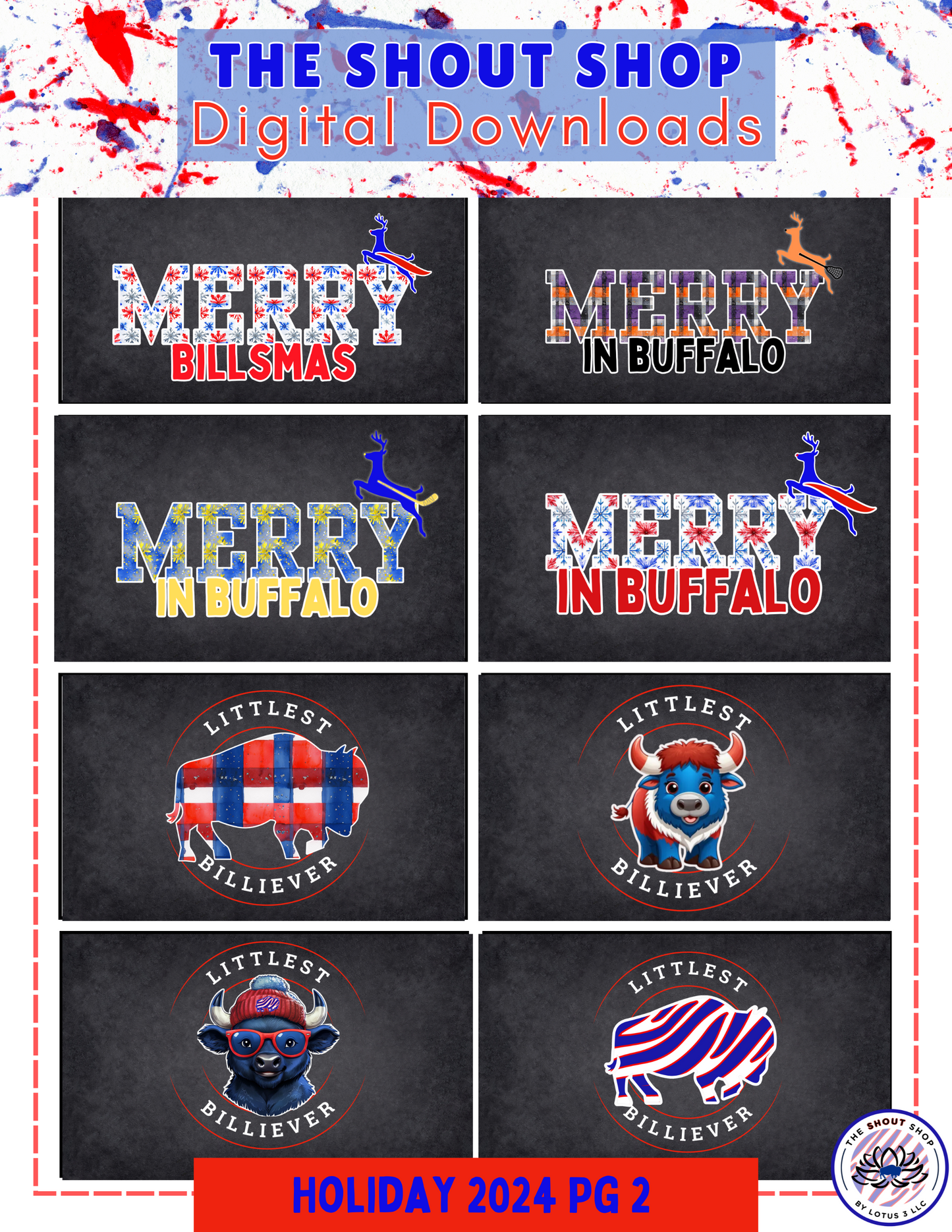 Buffalo Sports Digital Downloads 2024 HOLIDAY COLLECTION: BUFFALO THEMED HOLIDAY DIGITAL DOWNLOAD FILES THAT COME IN PNG FORMAT (Copy)