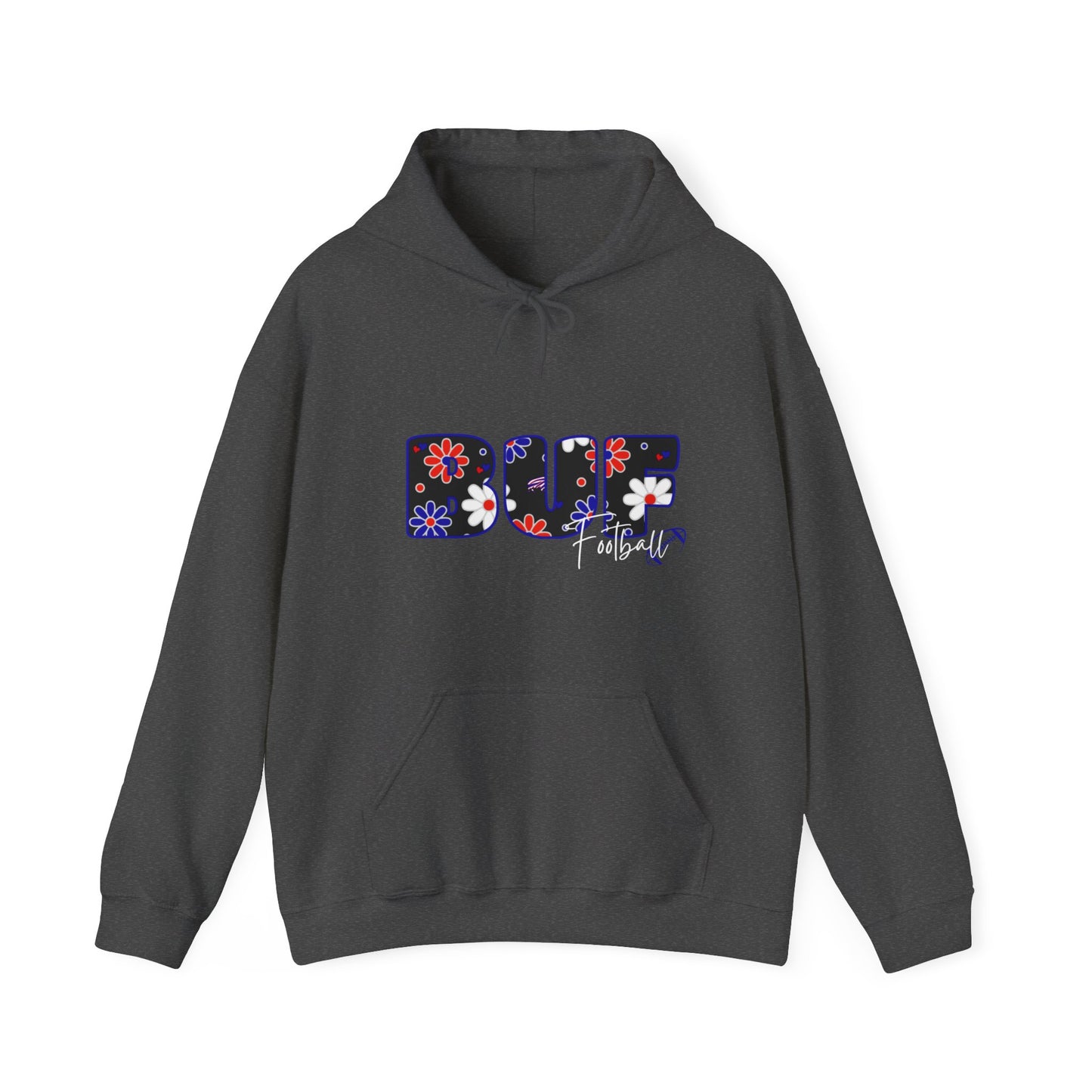 BUF Football Unisex Heavy Blend™ Hooded Sweatshirt ~ Flower Power Design