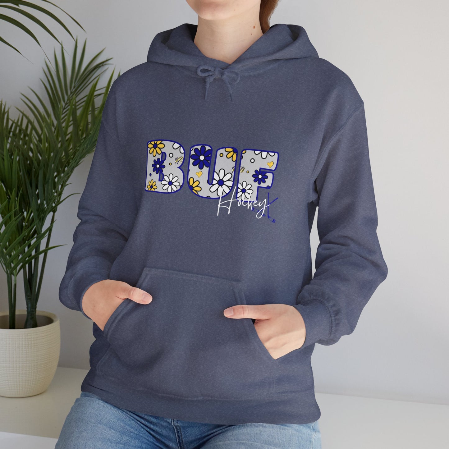 BUF Hockey Unisex Heavy Blend™ Hooded Sweatshirt ~ Flower Power Design