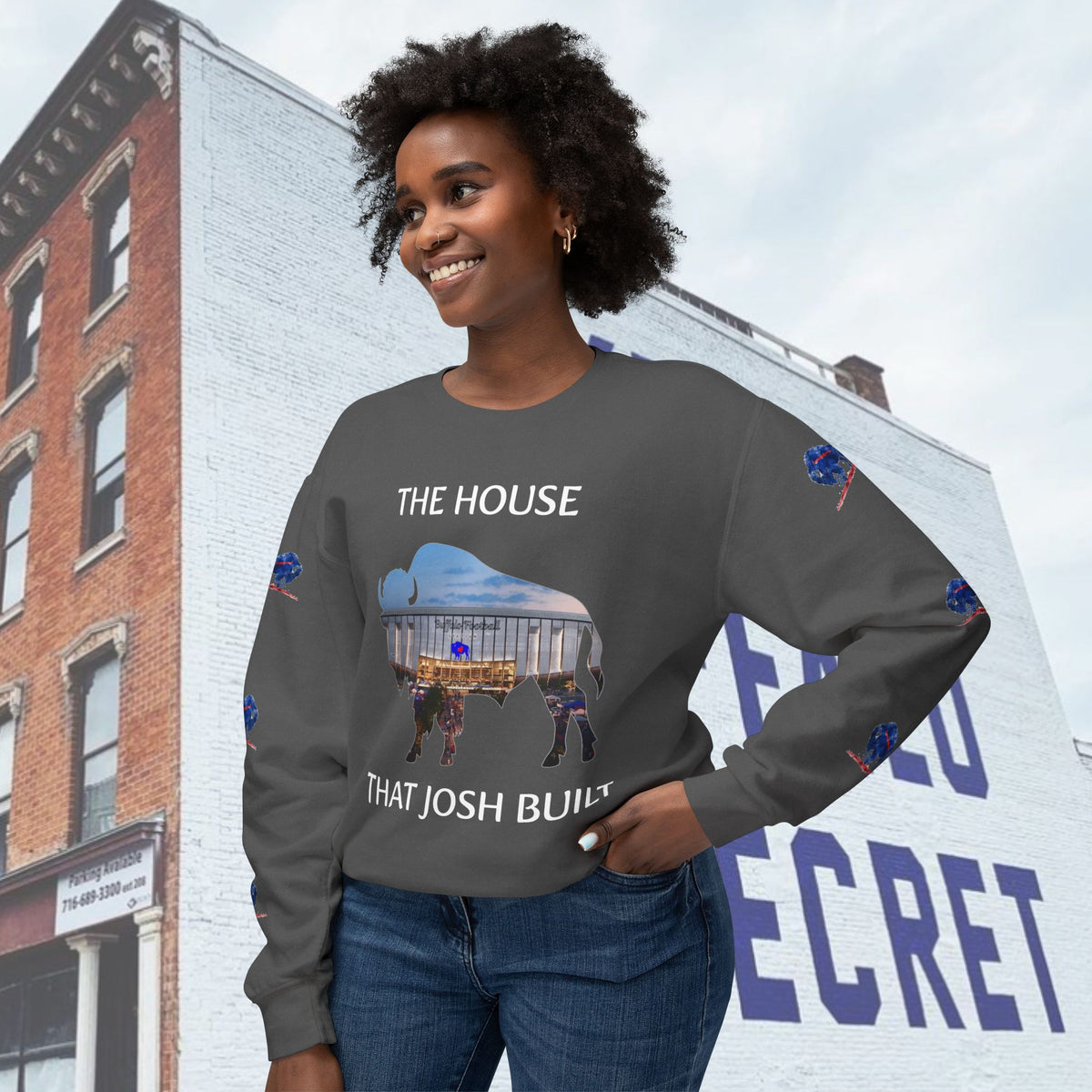 Copy of Watercolor Buffalo Football Unisex Lightweight Crewneck Sweatshirt