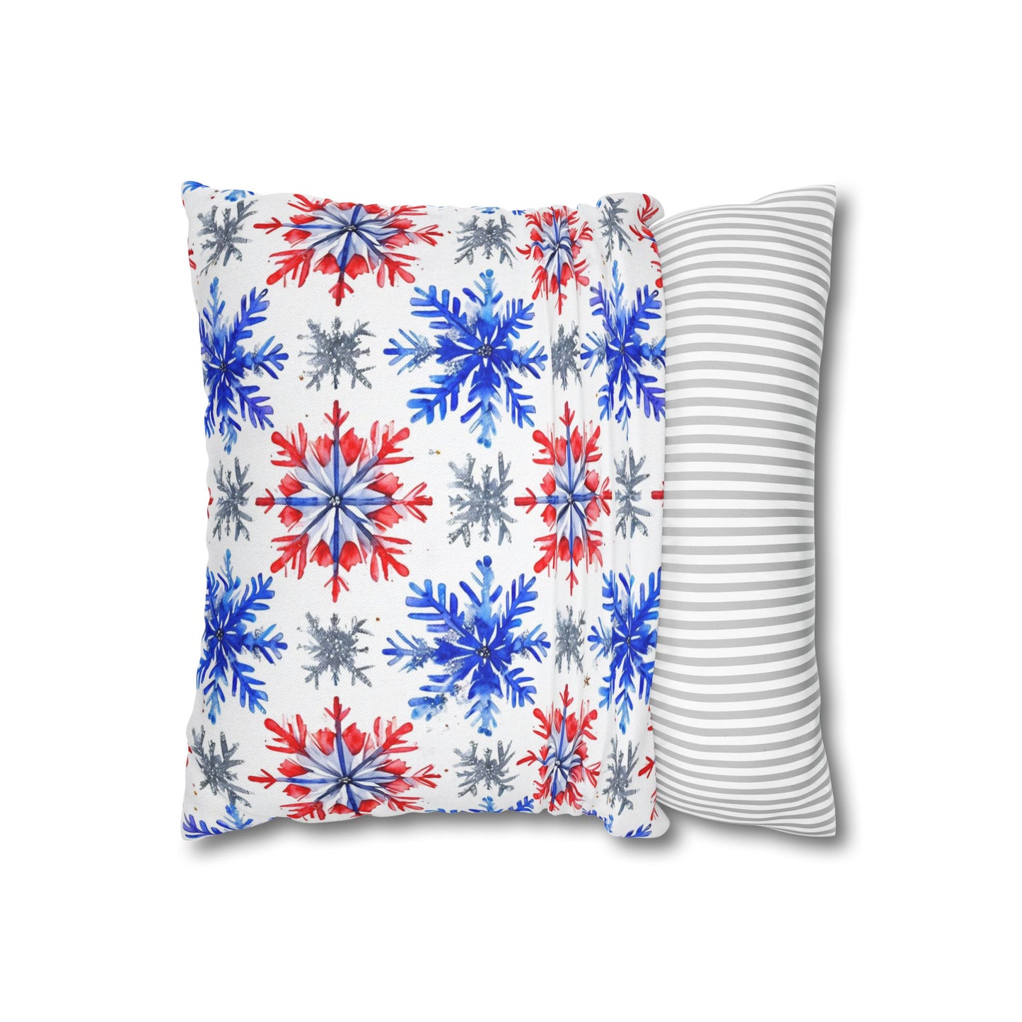 Watercolor Snowflake Spun Polyester Square Pillowcase