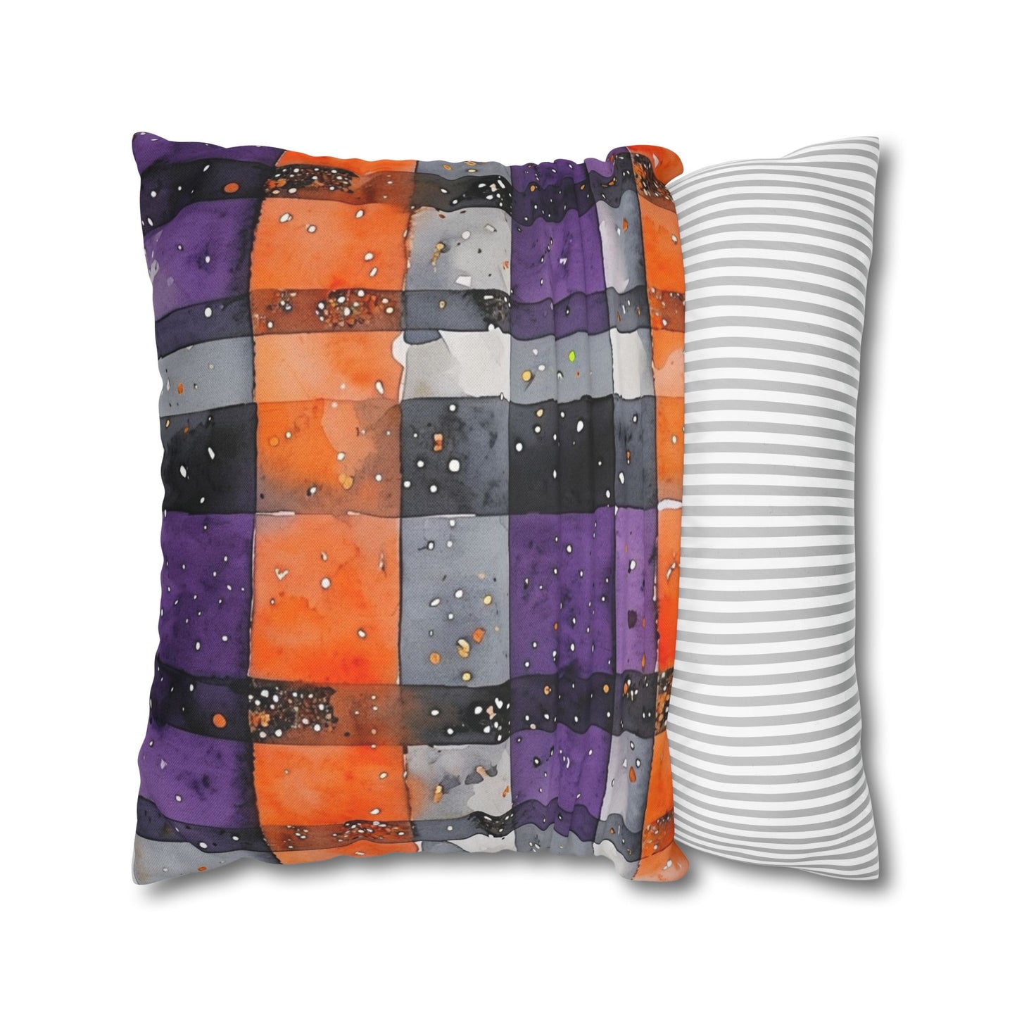 Bandits Plaid Watercolor Spun Polyester Square Pillowcase