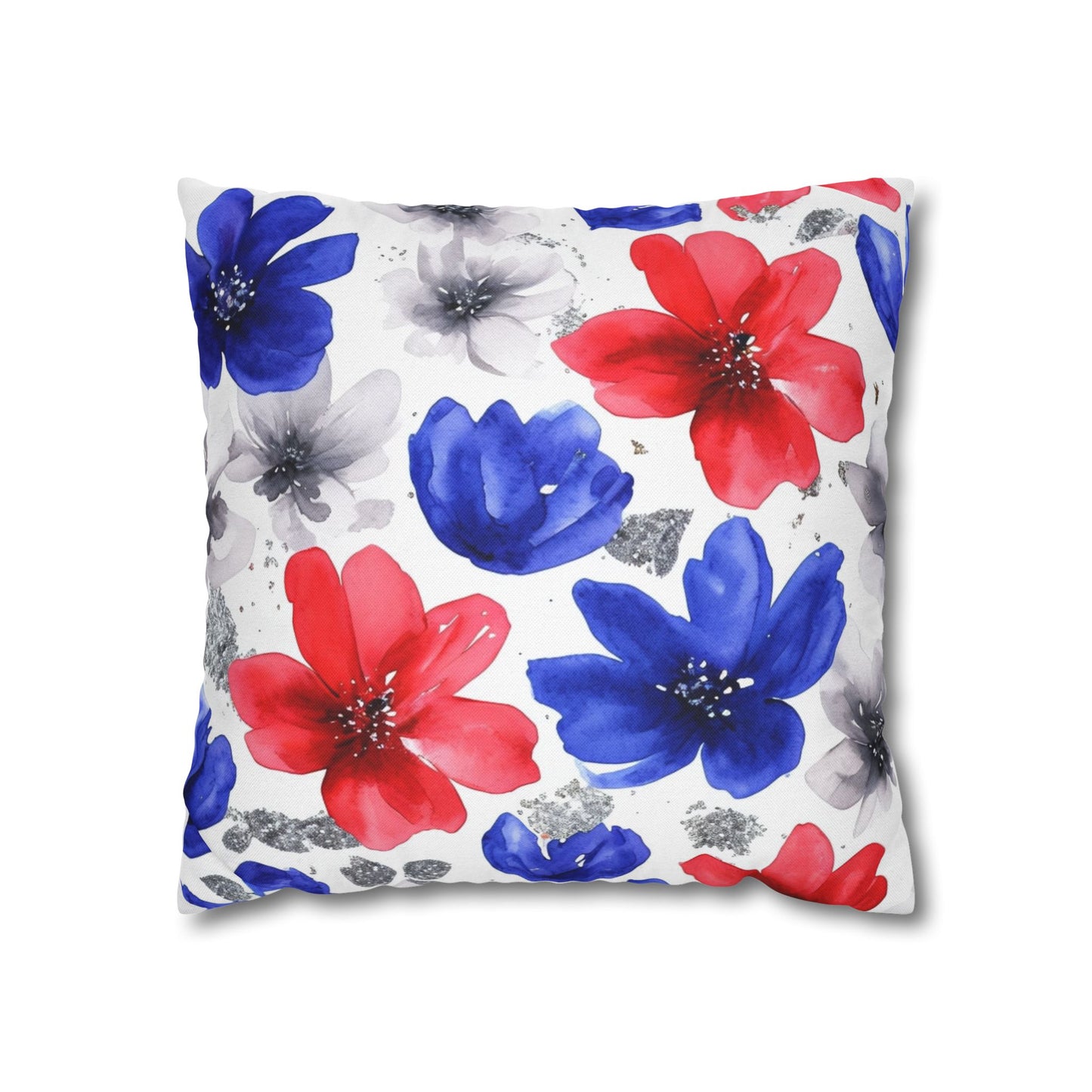 Floral Watercolor Spun Polyester Square Pillowcase