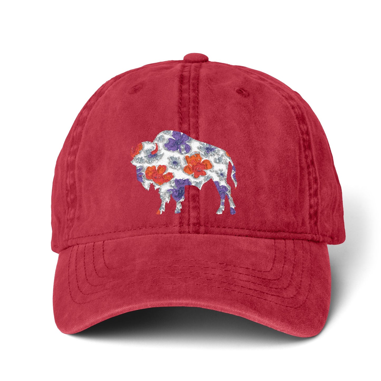 Floral Buffalo Baseball Cap(Embroidery)