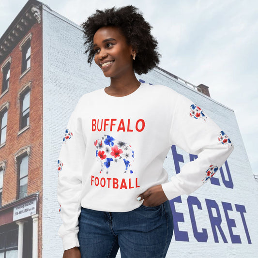 Watercolor Buffalo Football Unisex Lightweight Crewneck Sweatshirt