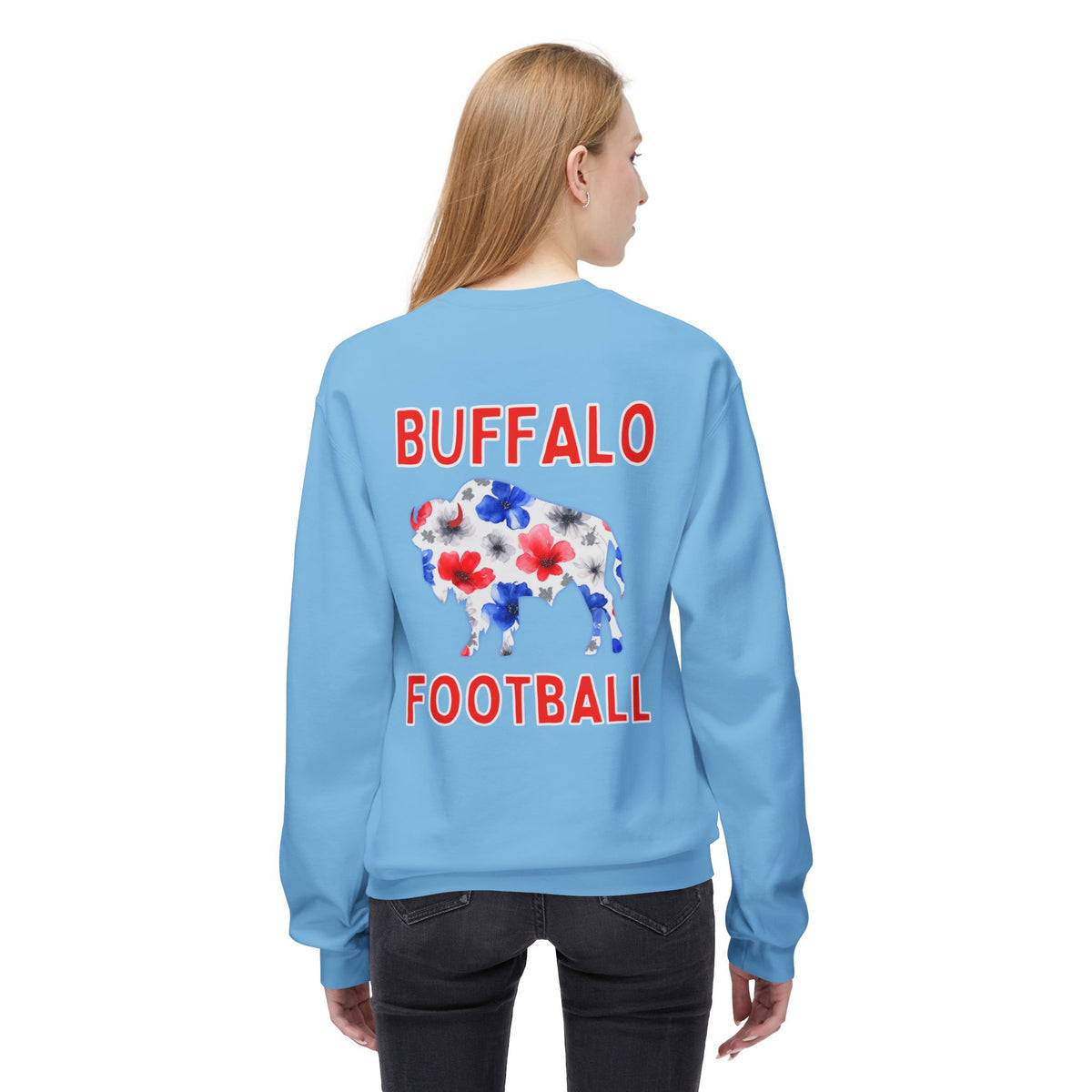 Buffalo Football Watercolor Midweight Softstyle Fleece Crewneck Sweatshirt