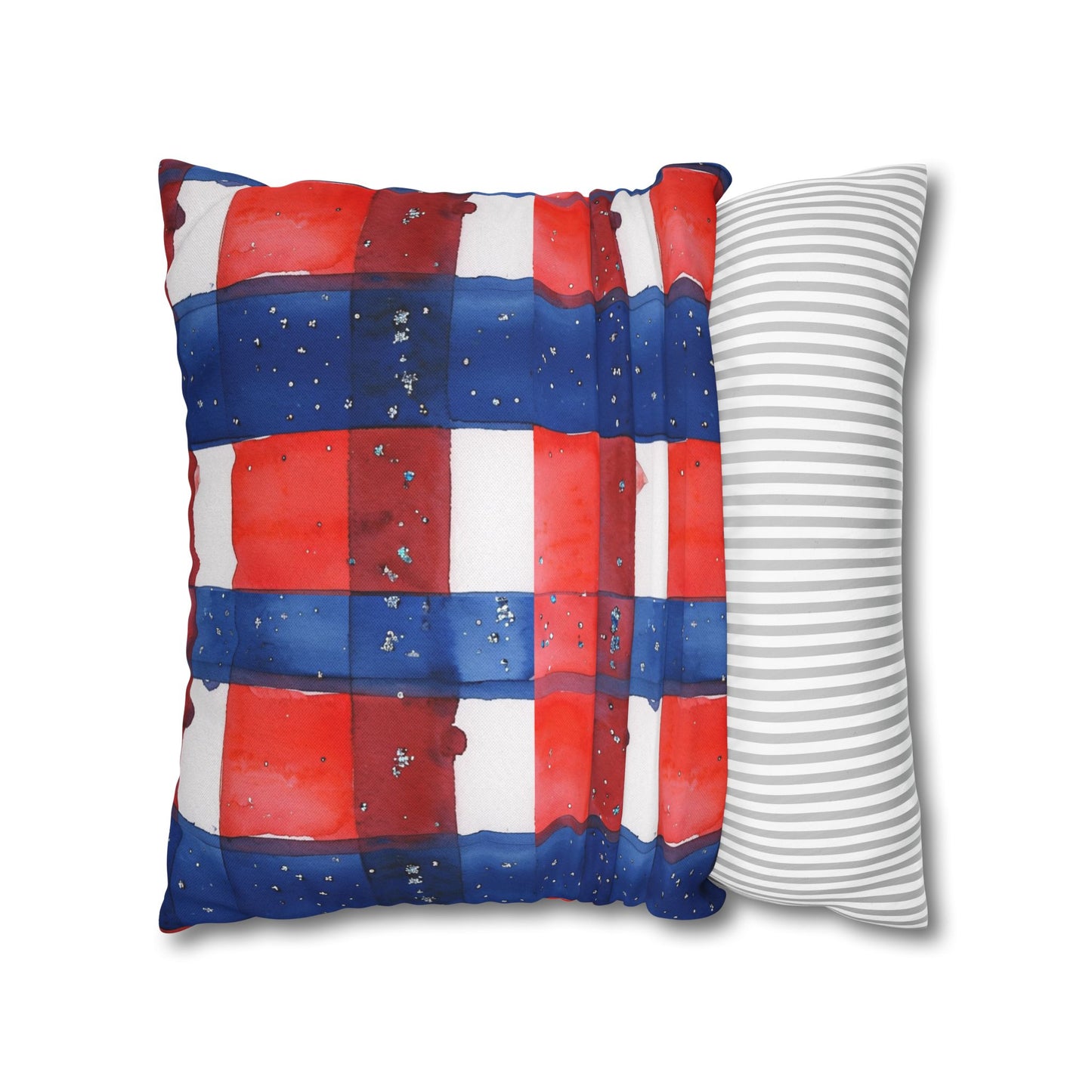 Buffalo Bills Plaid Watercolor Spun Polyester Square Pillowcase