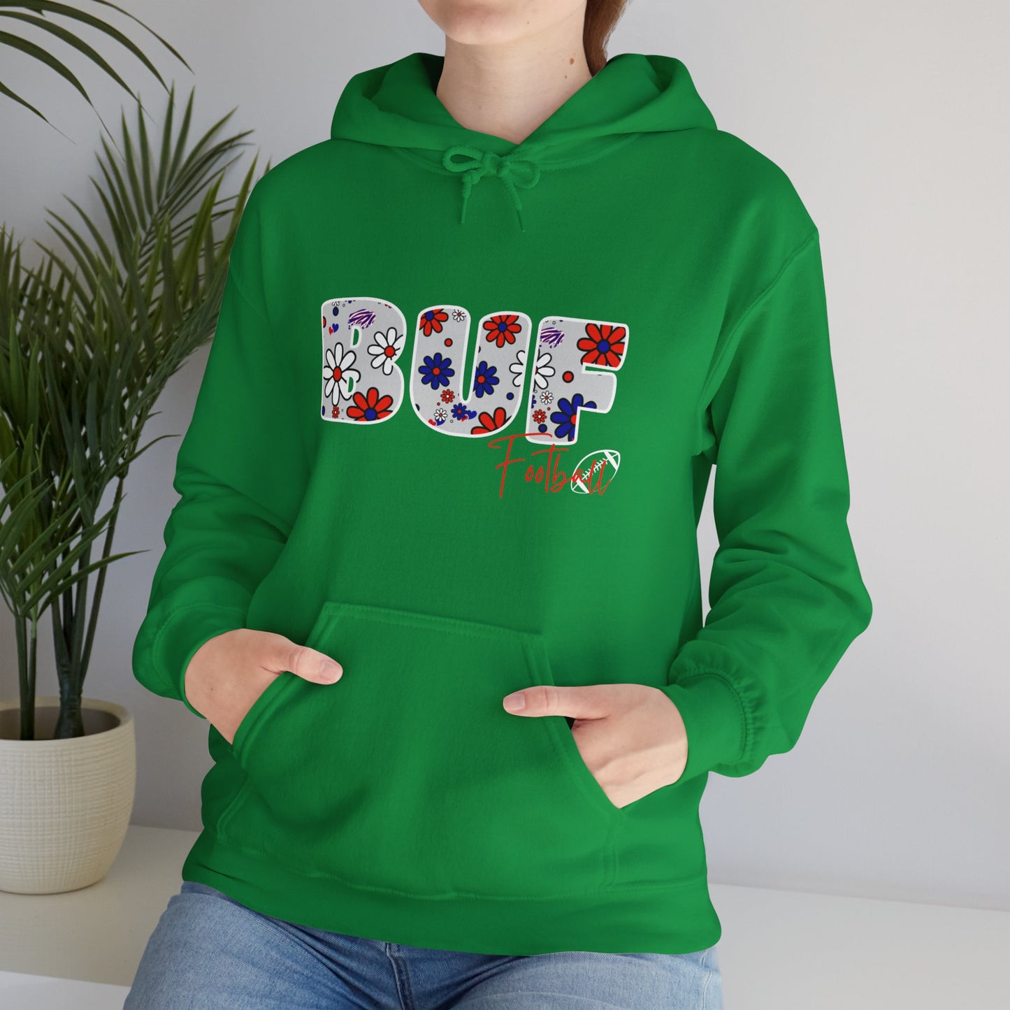 BUF Football Unisex Heavy Blend™ Hooded Sweatshirt ~ Flower Power Design