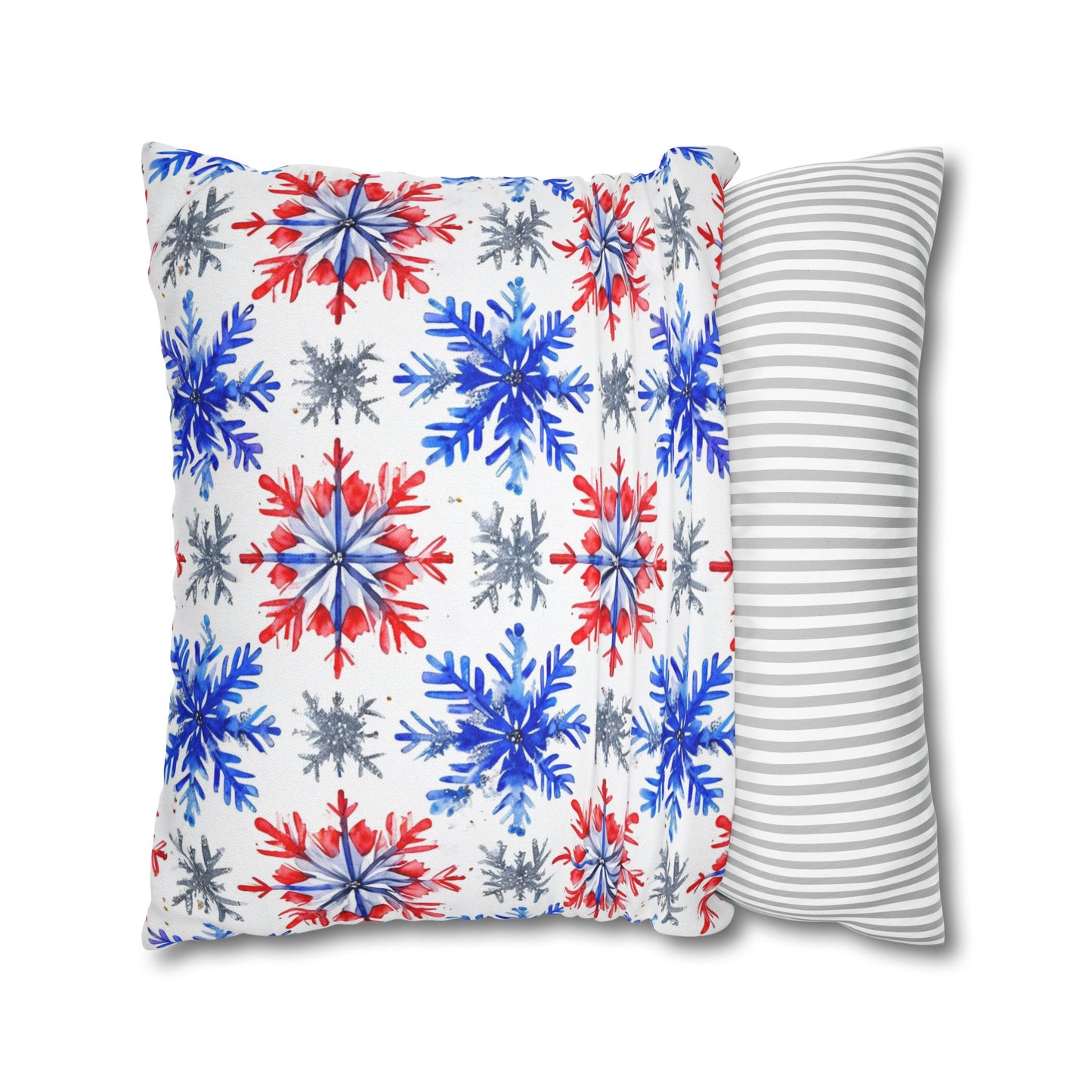 Watercolor Snowflake Spun Polyester Square Pillowcase