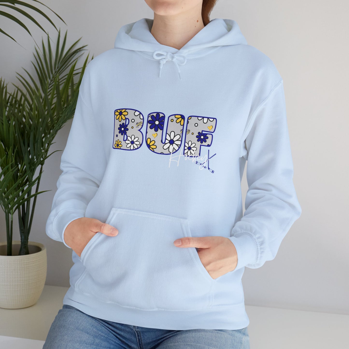 BUF Hockey Unisex Heavy Blend™ Hooded Sweatshirt ~ Flower Power Design