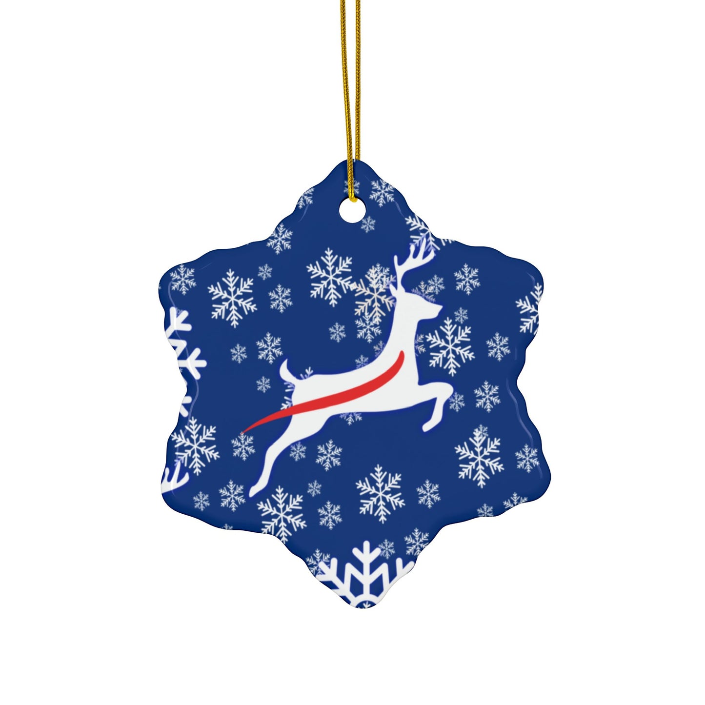 Buffalo Blue Deer Ceramic Ornament: 2-Side Print, Available in (1pc, 3pcs, 5pcs, 10pcs)