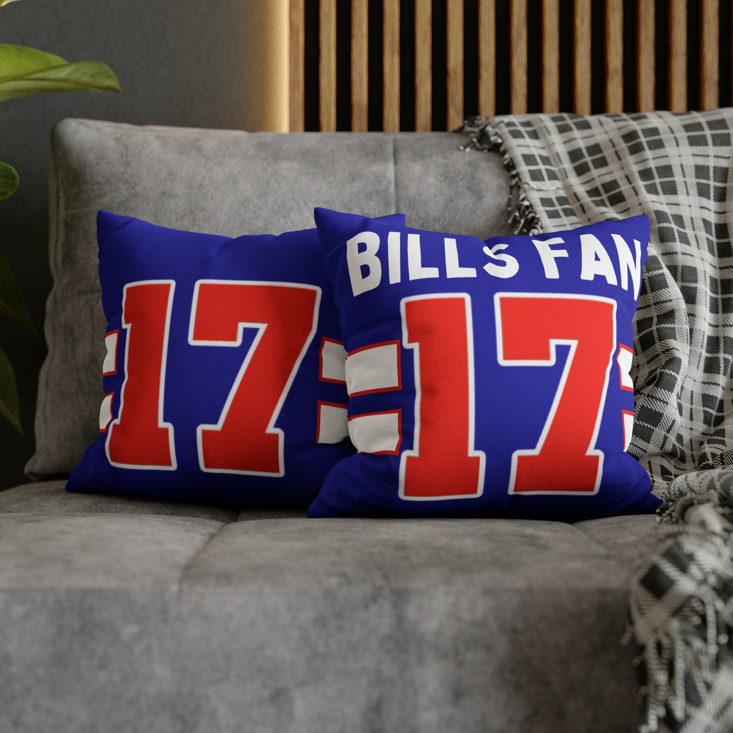 #17 Buffalo Bills Fan Spun Polyester Square Pillow Case