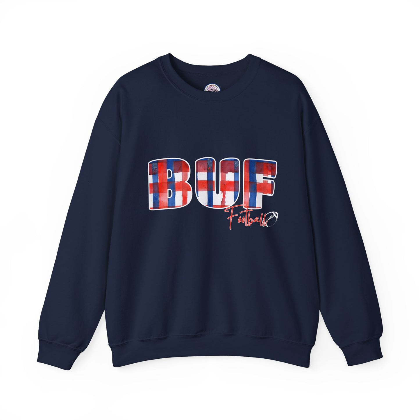 Bills Plaid BUF Watercolor Unisex Heavy Blend™ Crewneck Sweatshirt