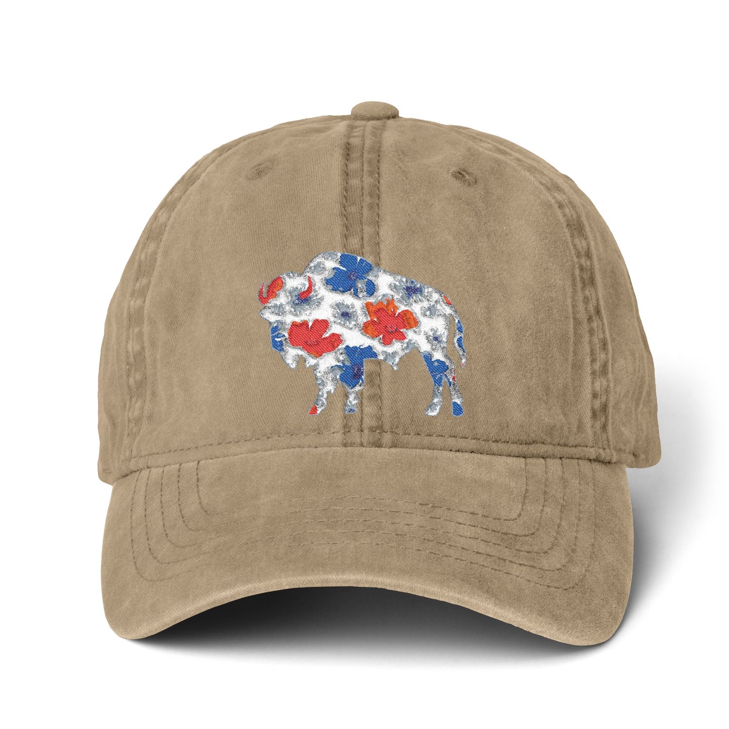 Floral Buffalo Baseball Cap(Embroidery)