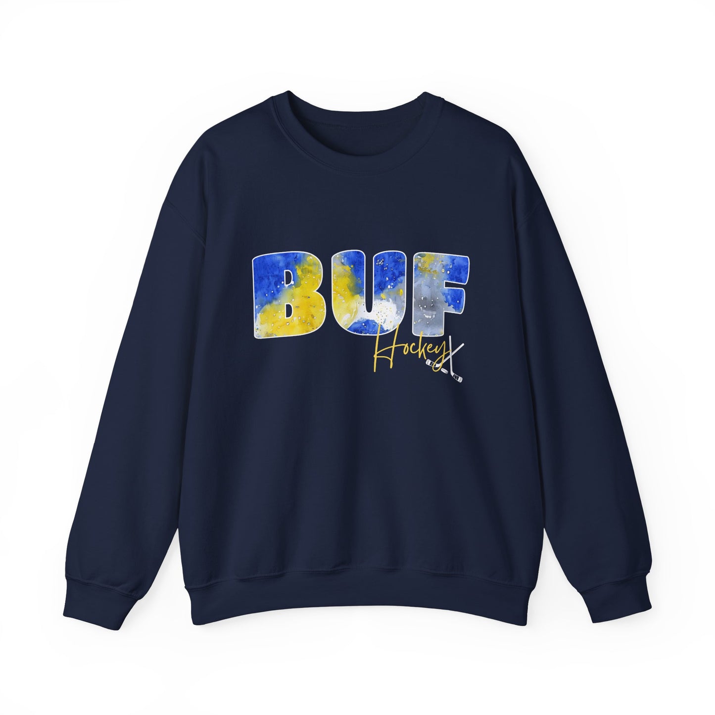 Sabres Paint BUF Watercolor Unisex Heavy Blend™ Crewneck Sweatshirt