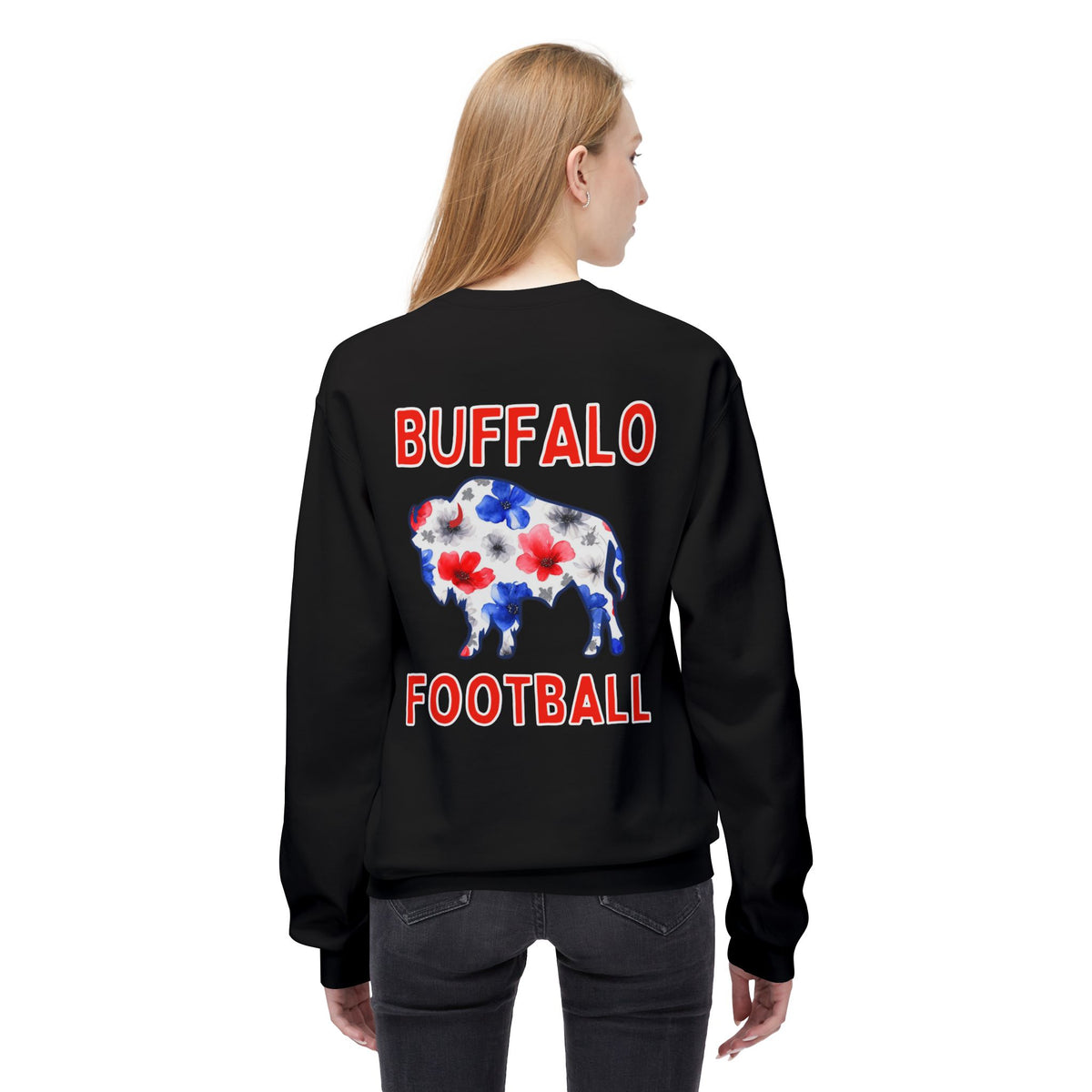 Buffalo Football Watercolor Midweight Softstyle Fleece Crewneck Sweatshirt