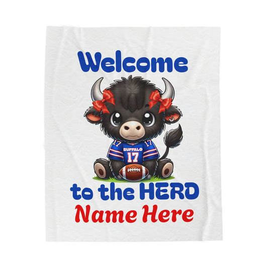PERSONALIZED: Children’s Buffalo Football Velveteen Blanket – Cozy Comfort for Little Fans (Buffalo with bows)