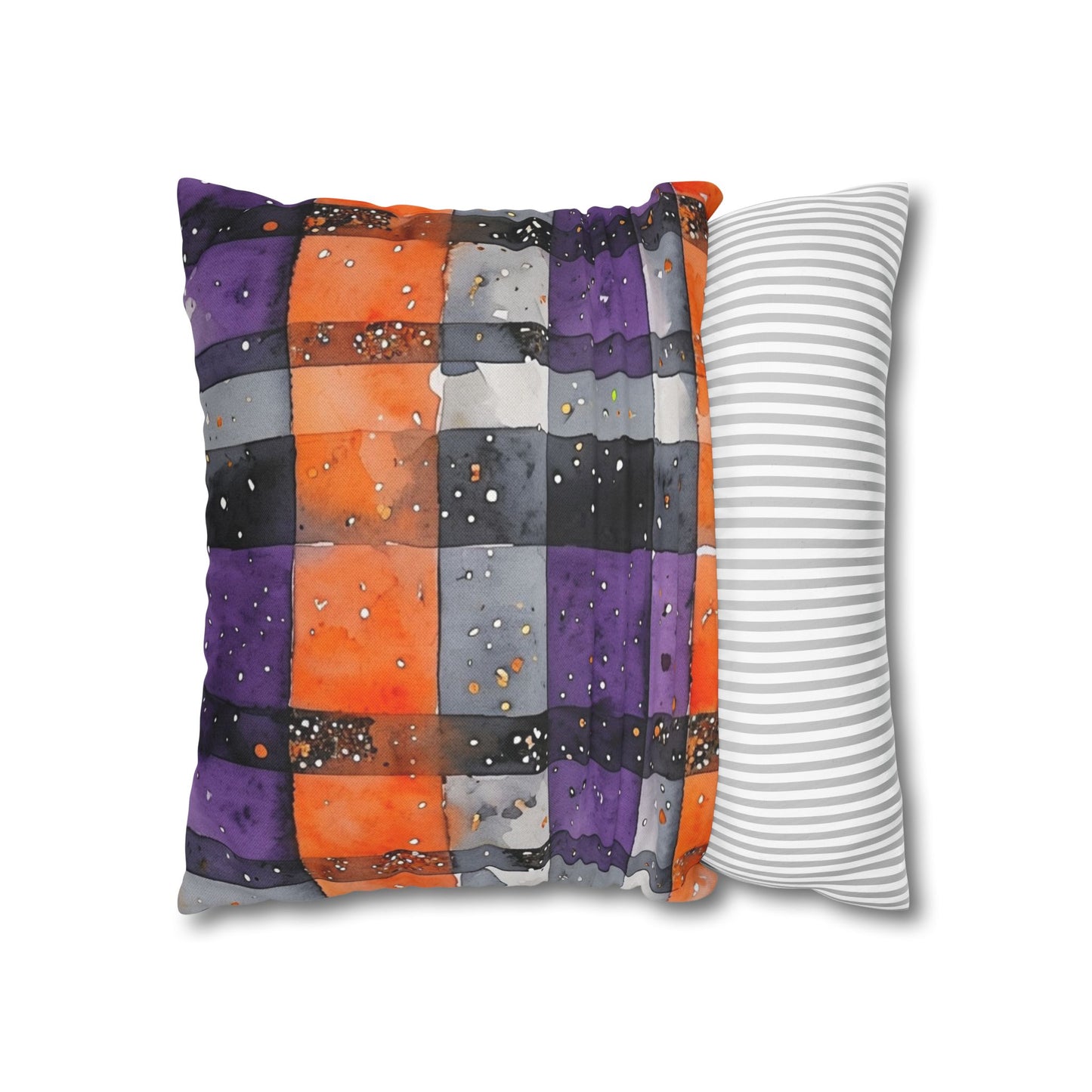 Bandits Plaid Watercolor Spun Polyester Square Pillowcase