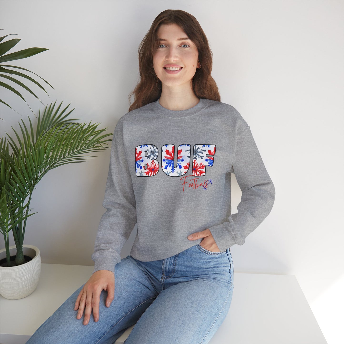 Bills Snowflake BUF Watercolor Unisex Heavy Blend™ Crewneck Sweatshirt