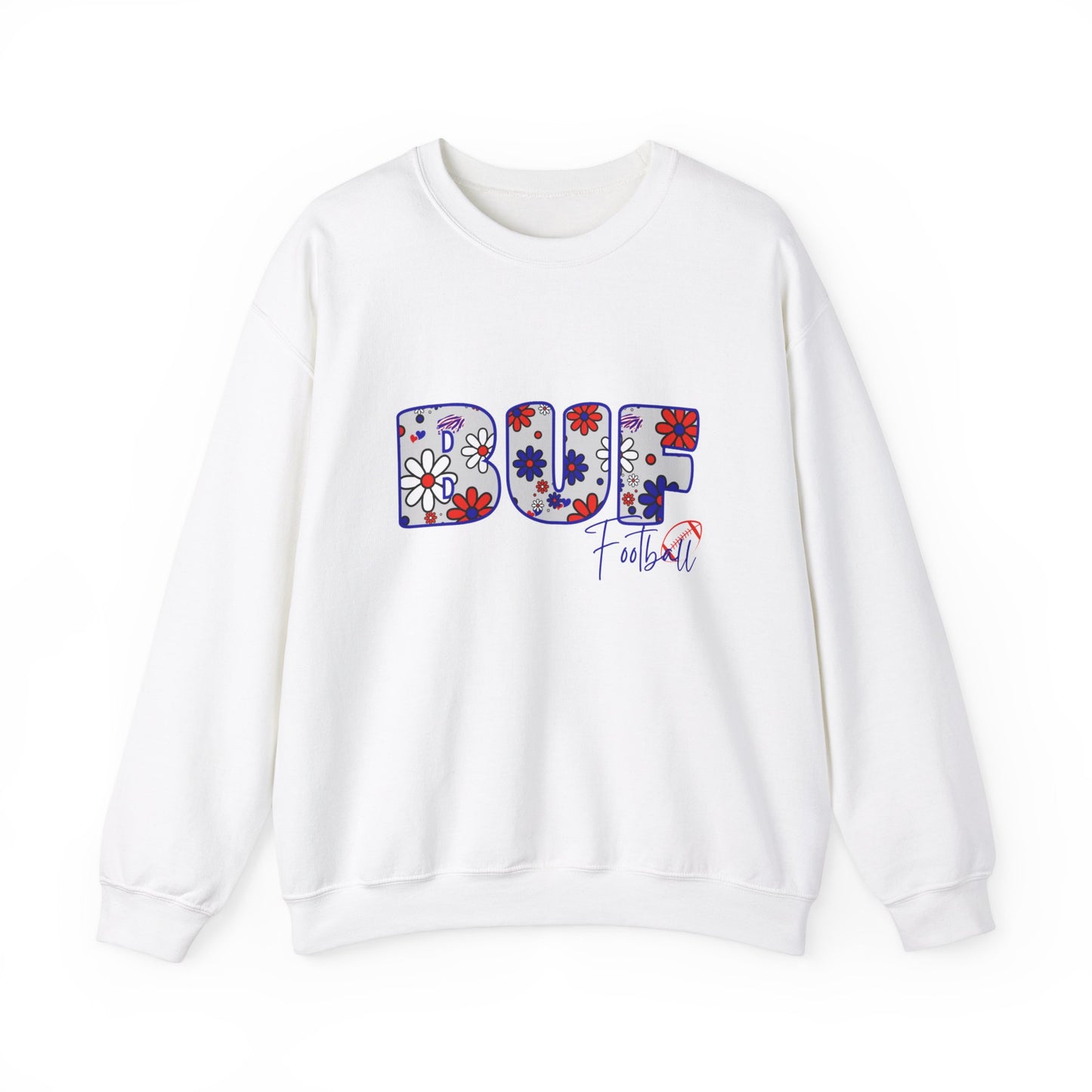 BUF Bills Unisex Heavy Blend™ Crewneck Sweatshirt ~ Flower Power Design