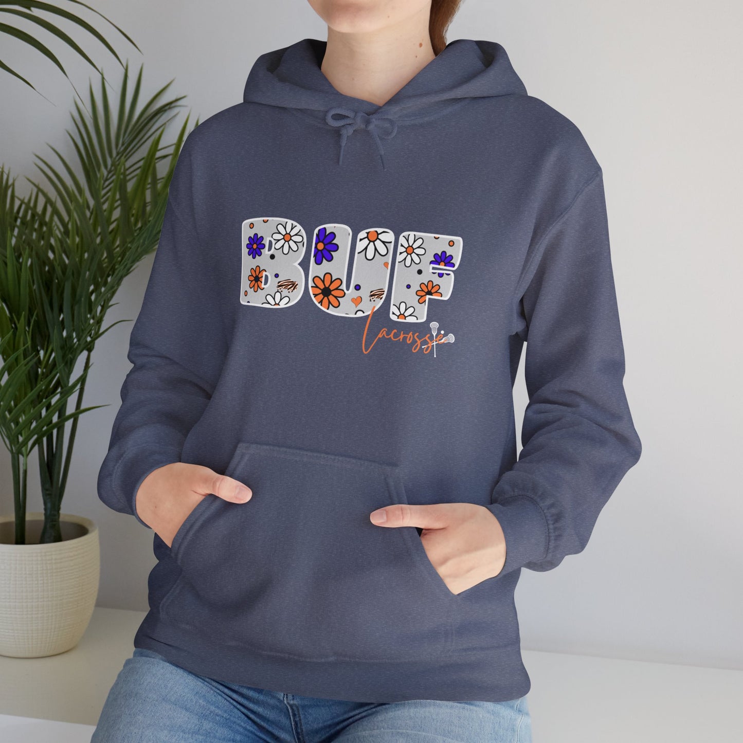 BUF Lacrosse Unisex Heavy Blend™ Hooded Sweatshirt ~ Flower Power Design