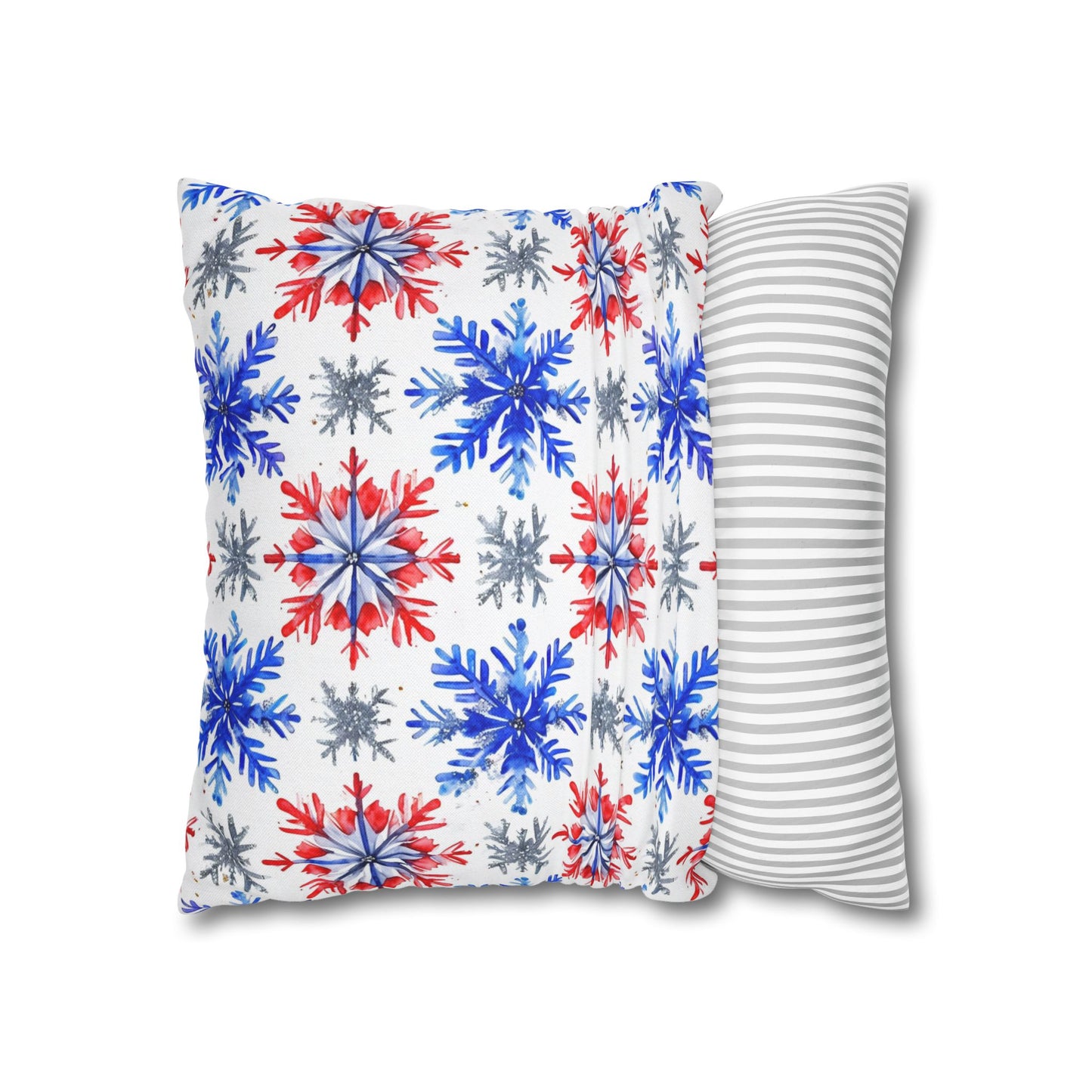 Watercolor Snowflake Spun Polyester Square Pillowcase