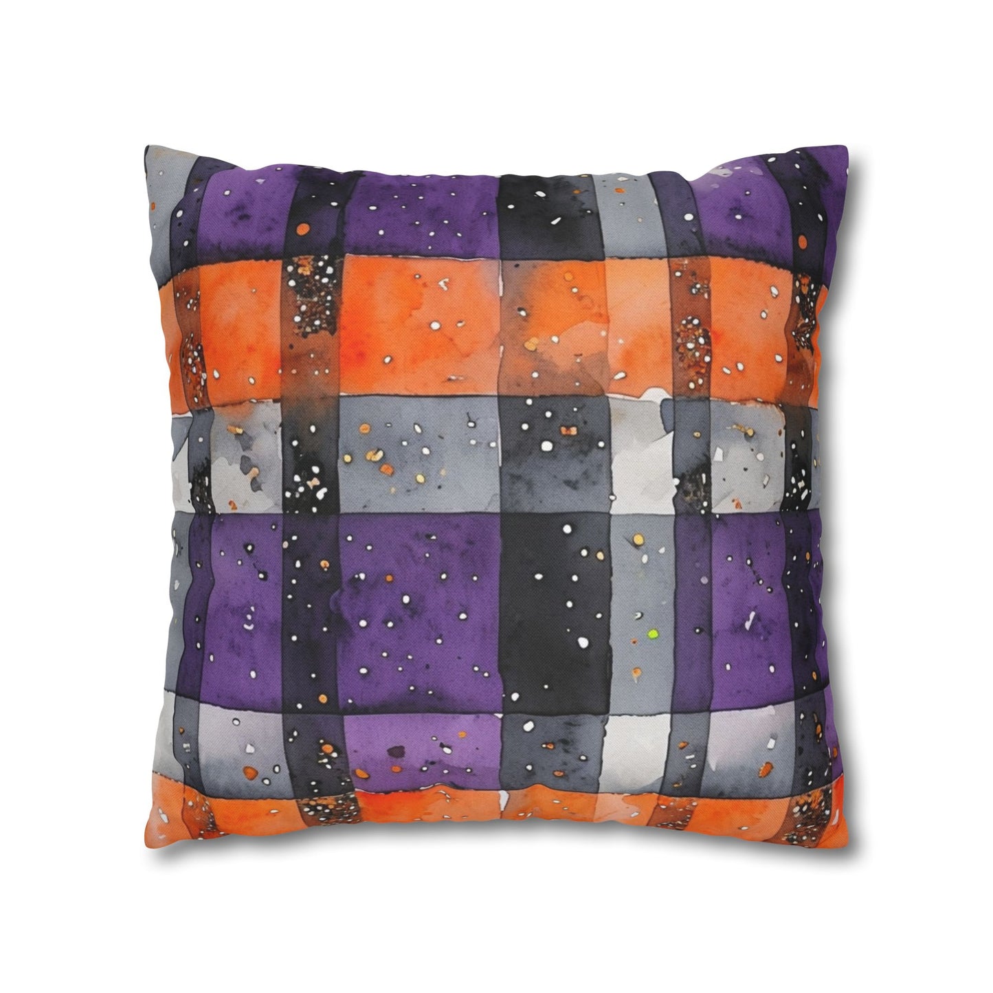 Bandits Plaid Watercolor Spun Polyester Square Pillowcase