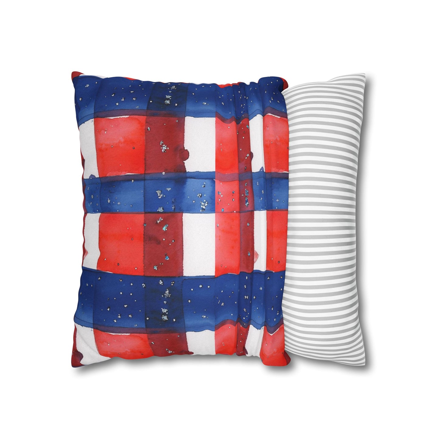 Buffalo Bills Plaid Watercolor Spun Polyester Square Pillowcase