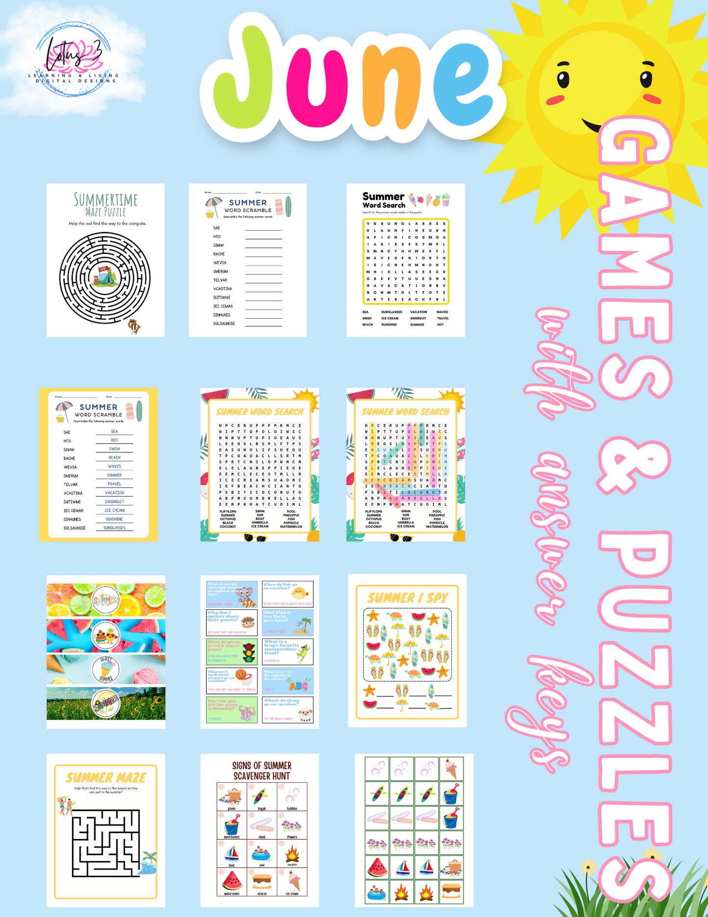 June Resources Packet (DIGITAL DOWNLOAD) Over 75 Activities