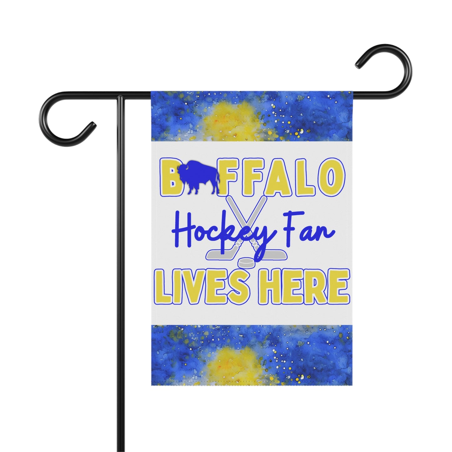 Buffalo Hockey Fan Lives Here Garden Flag