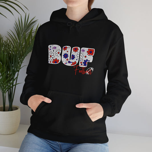 BUF Football Unisex Heavy Blend™ Hooded Sweatshirt ~ Flower Power Design