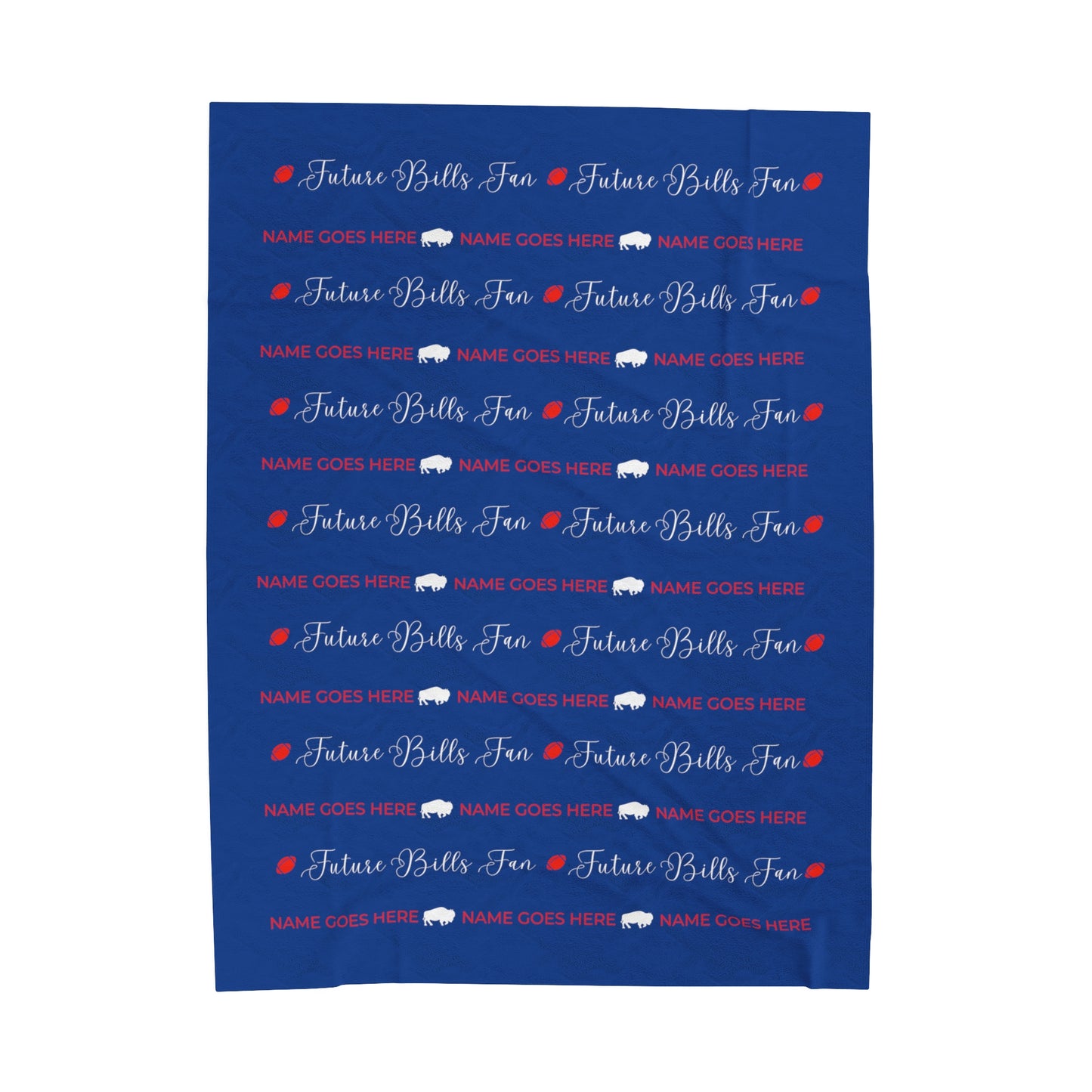 PERSONALIZED FOR FREE WITH BABIES NAME:  Red and Blue Future Bills Fan Velveteen Plush Blanket