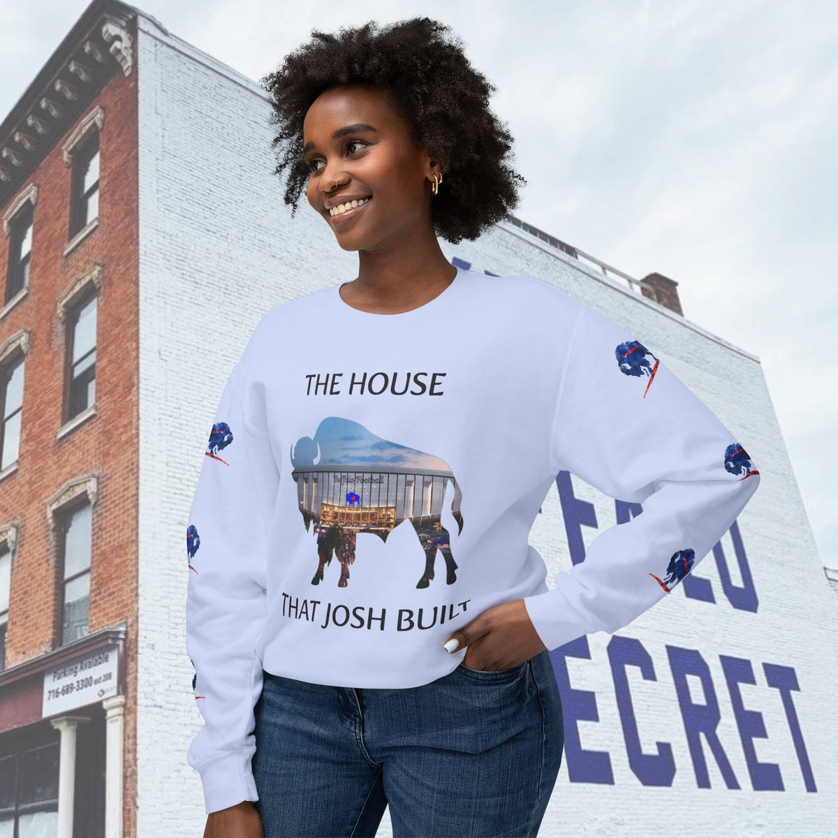 Copy of Watercolor Buffalo Football Unisex Lightweight Crewneck Sweatshirt