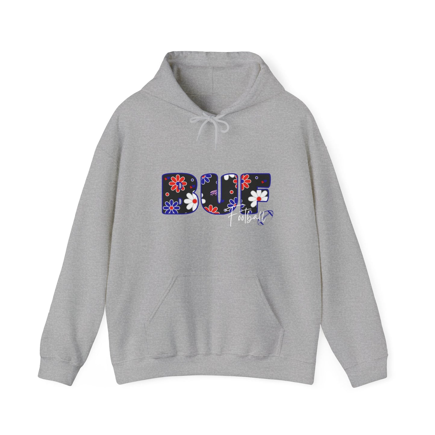 BUF Football Unisex Heavy Blend™ Hooded Sweatshirt ~ Flower Power Design