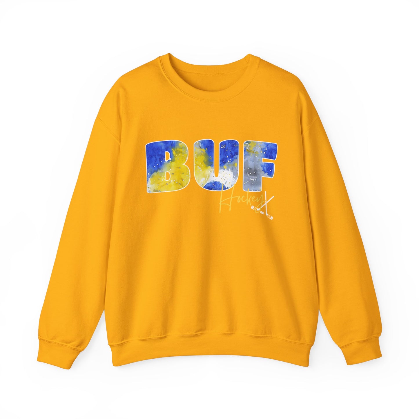 Sabres Paint BUF Watercolor Unisex Heavy Blend™ Crewneck Sweatshirt